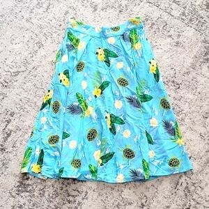 Modcloth x Collectif sea turtle tropical palm print pocket detail skirt